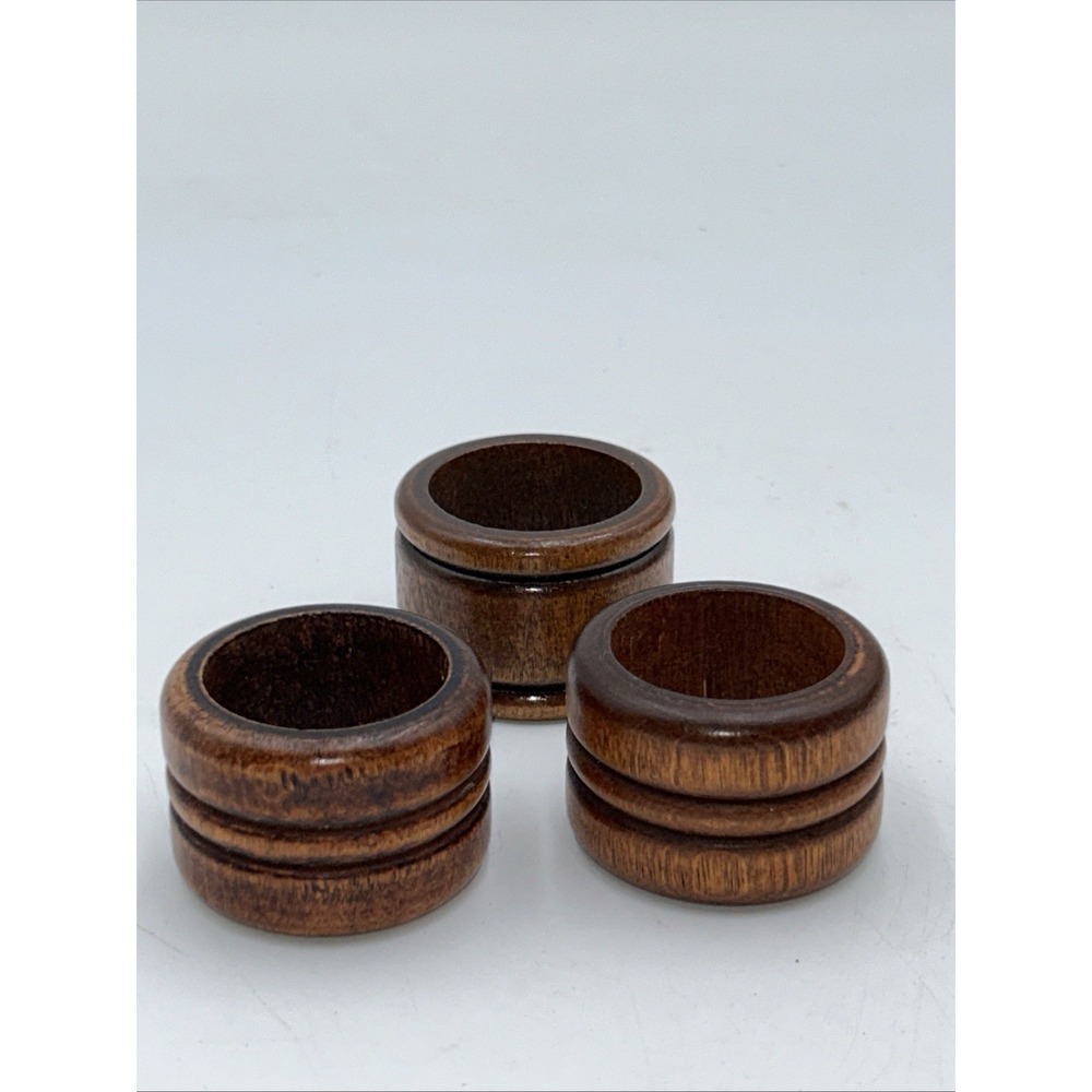 Replacement Vintage Mid Century Wooden Napkin Rings Set of 3